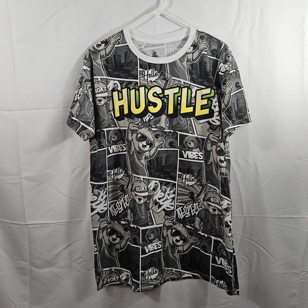 Launder Bailey Apparel Shirt Adult L Hustle Graphic Bear Black EUC